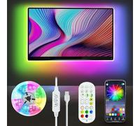 Meiyue Retroilluminazione TV a LED, striscia LED RGBIC da 5M per TV da 75 a 85 pollici e PC, con controllo app e telecomando RF 2.4G di aggiornamento, sincronizzazione musicale