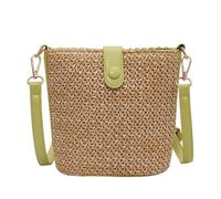 MEIZHITU Borsa Paglia Donna, Borsa A Tracolla Piccola In Paglia Da Donna Borse A Tracolla Intrecciate A Mano Con Tracolla Borse Estive Shopper(Grün)