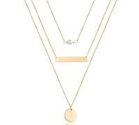 MEIZHITU Imitazione Collana Di Perle Collana Da Donna Multistrato Con Perle, Barra, Pendente A Disco Martellato, Girocollo Per Matrimonio(Style 2)