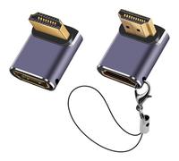 MejaRizon 2 connettori ad angolo 8 K HDMI 90 gradi, 48 Gbps 8 K @60 Hz/4 K @120 Hz, HDMI maschio a femmina con display LED per HDTV, proiettore, laptop ARC (acceso e giù)