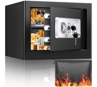 Mejasg Cassaforte a Muro da 25L con Sacchetto per Soldi Ignifugo e Impermeabile, Cassaforte da Armadio con Ripiano Rimovibile e Modalità Allarme, Cassetta di Sicurezza per Gioielli Contanti Documenti