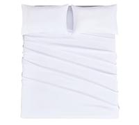 Mejoroom Set di lenzuola per letto matrimoniale, lenzuola di lusso da hotel di lusso bianco 1800, con tasca profonda 40,6 cm, extra morbide, traspiranti, pieghe, antimacchia, ipoallergeniche, 4 pezzi