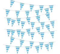 MEJOSER 40pz Bandierine Triangolari Azzurro Bianco Banner Ghirlanda di Bandierine Festone Striscione Decorazione Festa della Birra 20 Metri (10m / Stringa)