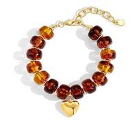 Mekalero Alla moda stile europeo perline resina con ciondolo a forma di cuore accessori da polso per gli amanti della moda resina cuore, Misura unica, come descritto