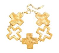 Mekalero Catena a mano con croci martellate, design in acciaio inox, accessorio alla moda e resistente alle tendenze