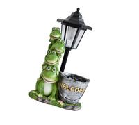 Mekalero Rana Luce solare da giardino con accensione automatica e supporto per fiori per decorazione esterna 23 5 cm altezza resina impermeabile costruzione negazione cablaggio luce solare