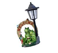 Mekalero Rana Luce solare da giardino con accensione automatica e supporto per fiori per decorazione esterna 23 5 cm altezza resina impermeabile costruzione negazione cablaggio luce solare