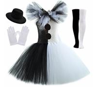 Mekdcaao Costumi di Halloween per bambini Set di quattro pezzi per bambini Costume da clown horror assassino Adatto per feste di carnevale di Halloween e cosplay (Nero,4-5Y(95-105cm))