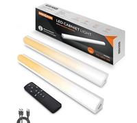 MEKKLEON Lampada da incasso a LED da cucina con telecomando, 2 luci magnetiche dimmerabili, luce ricaricabile, per armadio (bianco, 20 cm)