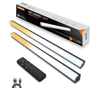 MEKKLEON Lampada da incasso a LED da cucina con telecomando, luce ricaricabile per vetrine, senza fili, per guardaroba (nero, 40 cm)