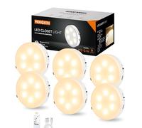 MEKKLEON Luci a disco con telecomando, 1000 mAh, ricaricabili sotto armadietti, luci a LED per armadio, confezione da 3, luci per rubinetto, luci senza fili per sotto armadi, corridoi, scale, armadi