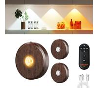 MEKKLEON Luci a disco con telecomando, ricaricabili, senza fili, illuminazione sotto armadietto, 2000 mAh, funzionamento a batteria, luce push touch, da attaccare su banconi, mensole, librerie (colore