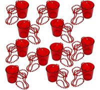 MEKLITRZ 12 Pezzi Plastica Collana in Vetro da Sposa, Addio al Nubilato Bicchieri da Shot per Compleanni di Matrimonio per la Decorazione delle Feste(Red)