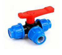 MEKLITRZ Valvola a Sfera a 3 Vie a T, Raccordo Rapido e Rubinetto d'Arresto in Plastica, Deviatore Acqua per Tubo PE, Irrigazione di Giardino, Orto e Agricoltura(32mm)