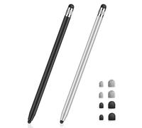 MEKO 2 Penne Touch Screen Pen 2 in 1 Gomma Stylus Touch Pen per tutti i Cellulari/Tablet iPhone i-Pad Pro Mini iWatch Samsung Huawei Xiaomi Surface Chromebook ecc. Nero + Argento