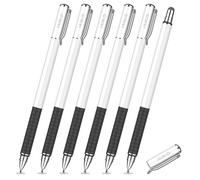 MEKO 6 penne stilo per touchscreen, 2 in 1, ad alta sensibilità e precisione, per iPad, iPhone, smartphone Android, Skylight e tablet, compatibile con tutti i dispositivi touch screen (bianco)
