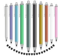 MEKO - Confezione da 10 penne stilo per touchscreen con punta in gomma sottile, sostituibile, con 20 punte di ricambio per iPad, iPhone, tablet, smartphone e tutti i dispositivi touch screen
