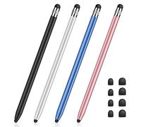 MEKO Penna Stilo per Touch screen, Universale per Tablet Capacitivo 2 in 1 Stilo per iPhone/iPad/pro/Mini/Air/Samsung/Tablet con 8 Punte di Ricambio (Nero+Blu+Argento+Oro Rosa)