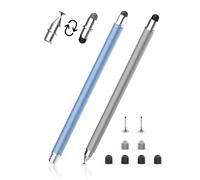 MEKO Penna Touchscreen Magnetico 3 in 1 Penna per Tablet con Punte in Fibra, Gomma e Disco, compatibile con tablet/telefoni come iPhone/iPad/Samsung/Huawei/Xiaomi/Surface/Chromebook - Grigio + Blu