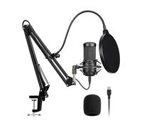 MEKOFO Microfono a condensatore, per PC, computer, podcast, USB, microfono a condensatore, cardioide, kit microfono in metallo per registrazione, podcasting, home studio, YouTube