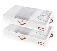 MEKOTRIN Contenitori Sottoletto Confezione, 2PCS Scatole Pieghevoli Porta Vestiti con Con Finestra di Osservazione e Maniglia, per Armadi e Contenitori per Abbigliamento Coperte Piumoni, 100x50x15cm