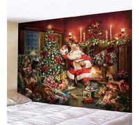 MEKPAM Decorazione Natalizia Arazzo Da Parete Natale Babbo Natale Renna Albero Camino Per Soggiorno Appeso Casa Festa Decorazione Artistica 230X180cm
