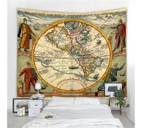 MEKPAM Mappa Del Mondo Hd Arazzo Storia Del Mondo Civiltà Mappa Decorazione Della Parete In Tessuto Acquerello Mappa Lettere Tovaglia In Poliestere 230X180cm