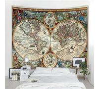 MEKPAM Mappa Del Mondo Hd Arazzo Storia Del Mondo Civiltà Mappa Decorazione Della Parete In Tessuto Acquerello Mappa Lettere Tovaglia In Poliestere 230X180cm