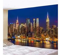 MEKPAM New York City Vista Notturna Arazzo Appeso A Parete Arte Bohémien Decorativo Arazzo Sfondo Panno Lenzuolo Divano Coperta 200X150cm