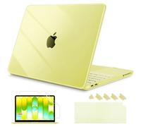 Mektron Custodia trasparente per MacBook Neo 13" A18 Pro chip A3404 2026 con display Retina liquido da 13 pollici (diagonale) + copertura per tastiera + pellicola protettiva, giallo trasparente