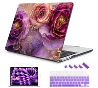 Mektron Per MacBook Air 2026/2025/2024/2023 15 pollici M5 A3448 /M4 A3241 /M3 A3114 /M2 A2941, custodia rigida in plastica stampata con display Retina liquido Touch ID da 15,3", fiori di marmo