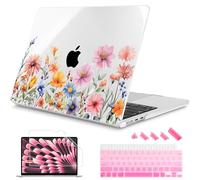 Mektron Progettata per MacBook Air 2024/2023 da 15 pollici M3 A3114/M2 A2941, cover rigida in plastica stampata con display Retina liquido da 15,3 pollici Touch ID, floreale P165
