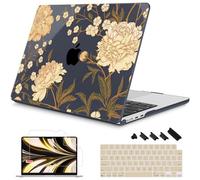 Mektron Progettata per MacBook Air 2024/2023 da 15 pollici M3 A3114/M2 A2941, cover rigida in plastica stampata con display Retina liquido da 15,3 pollici Touch ID, fiori di peonia C186