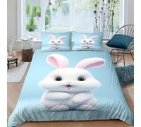 MekUk Coniglio 3D Set Di Biancheria Da Letto Per Bambini, Per Letto Con Copripiumino E Federa,Microfibra Morbido E Facile Da Pulire Trapuntato Con Cerniera,Double（200x200cm）