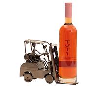 Mel O Design Portabottiglie Moderna in Metallo con Carrello elevatore in Argento Altezza 17 cm Larghezza 25 cm