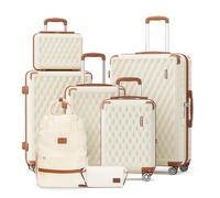 Melalenia Set di bagagli 7 pezzi a guscio rigido Leggero con 4 ruote e chiusura TSA Il set di bagagli contiene 1 astuccio per cosmetici 1 zaino da viaggio e 1 borsa da toilette Bianco