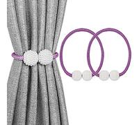 Melaluxe Confezione da 2 fermatende magnetici per tende, decorativi per finestre, colore: viola