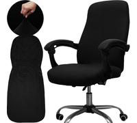Melaluxe Coperture per Sedie da Ufficio - Coprisedia Estensibile Universale per Sedia da Scrivania (Taglia: L) - Nero