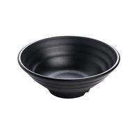 Melamina Ramen Pure Black Ring Stripes Noodle Bowl, resistente alle alte temperature Ramen Bowl stoviglie, insalata di frutta zuppa ciotole (L)