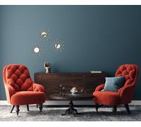 MELANIE SET DI 3 SPECCHI DA PARETE TONDI CON CORNICE METALLO DECORATA 25,5CM COLORE ORO