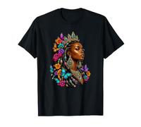 Melanin Beauty Afrocentric Farfalla Fiore Regina Maglietta
