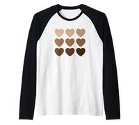 Melanin Hearts Ripetuto Tutte Le Sfumature Sono Belle Meme Maglia con Maniche Raglan