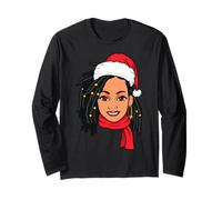 Melanin - Maglione Natalizio da Donna con Scritta Christmas Magic, Colore: Nero Maglia a Manica