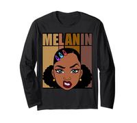 Melanina Black History Month Juneteenth Queen Brown Skin Girl Maglia a Manica