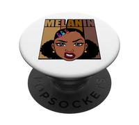 Melanina Black History Month Juneteenth Queen Brown Skin Girl PopSockets PopGrip Adesivo
