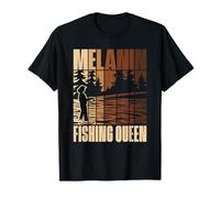 Melanina Fishing Queen, African American Fisherwoman Pescatore Maglietta