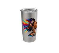 Melanina tribale africana Dashiki arcobaleno per capelli naturali Bicchiere termico in acciaio inox doppia parete