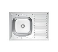 Melanstar Lavello da incasso in acciaio inox, 80 x 50 cm, scolapiatti con scarico