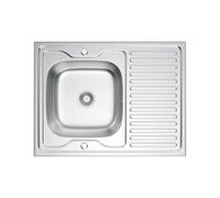 Melanstar Lavello in acciaio inox, 80 x 60 cm, montaggio a filo, con scolapiatti e scarico