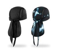 MELASA Mesh Do Rag Bandana Cap, Raffreddamento Skull Cap Casco Liner, Sudore Rugiada Stracci Testa Copertura per Ciclismo Moto Corsa, Illusione di Black & Lightning, Etichettalia unica